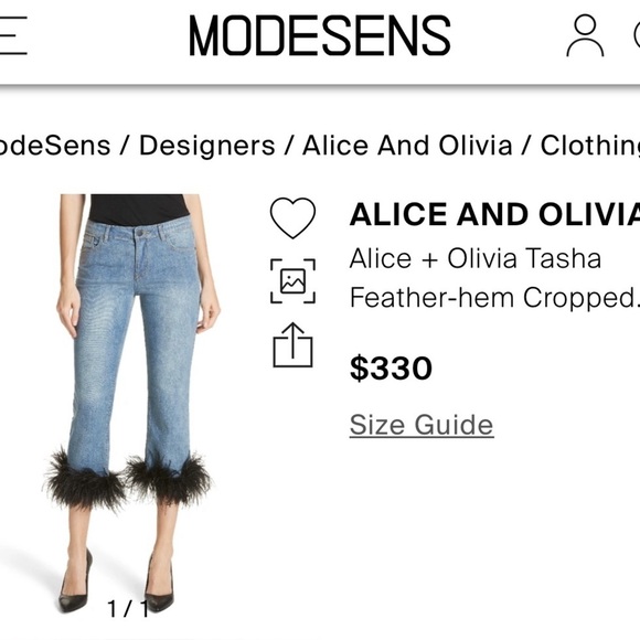 Alice & Olivia Tasha Cropped Feather Hem Jeans Party Cocktail NWT Size 29 - Picture 1 of 9
